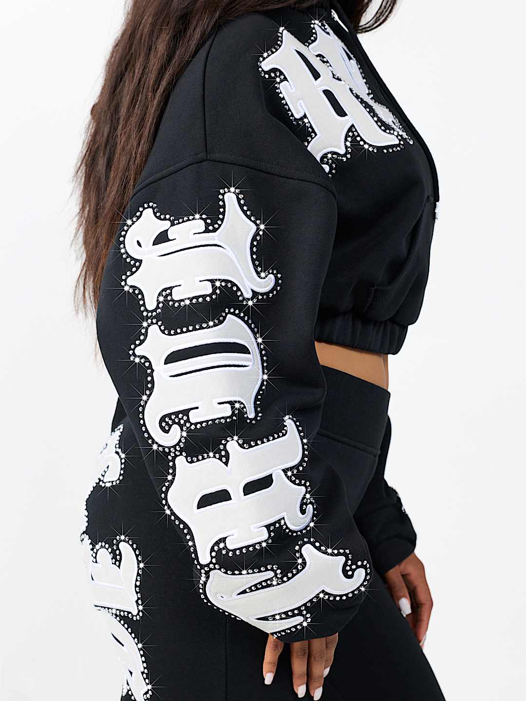 CRYSTAL RELAXED GIRLFRIEND ZIP HOODIE
