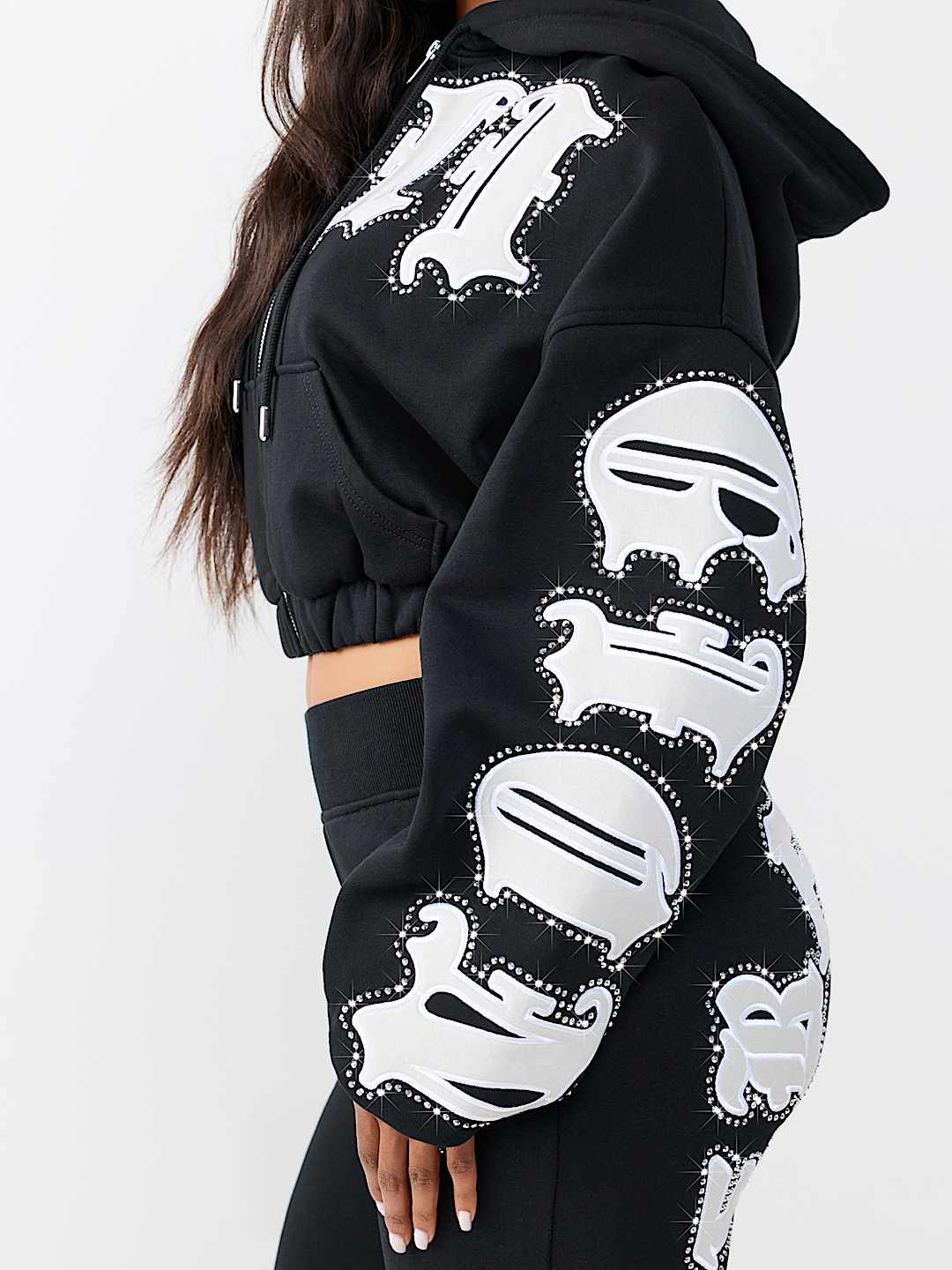 CRYSTAL RELAXED GIRLFRIEND ZIP HOODIE