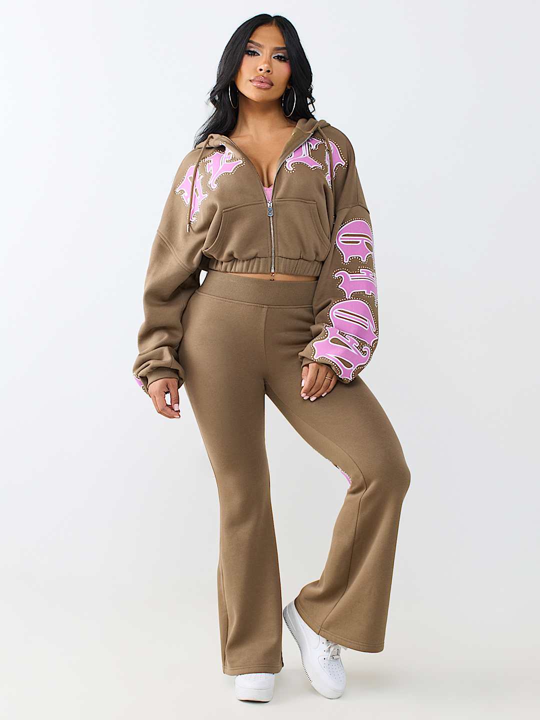 CRYSTAL RELAXED GIRLFRIEND ZIP HOODIE