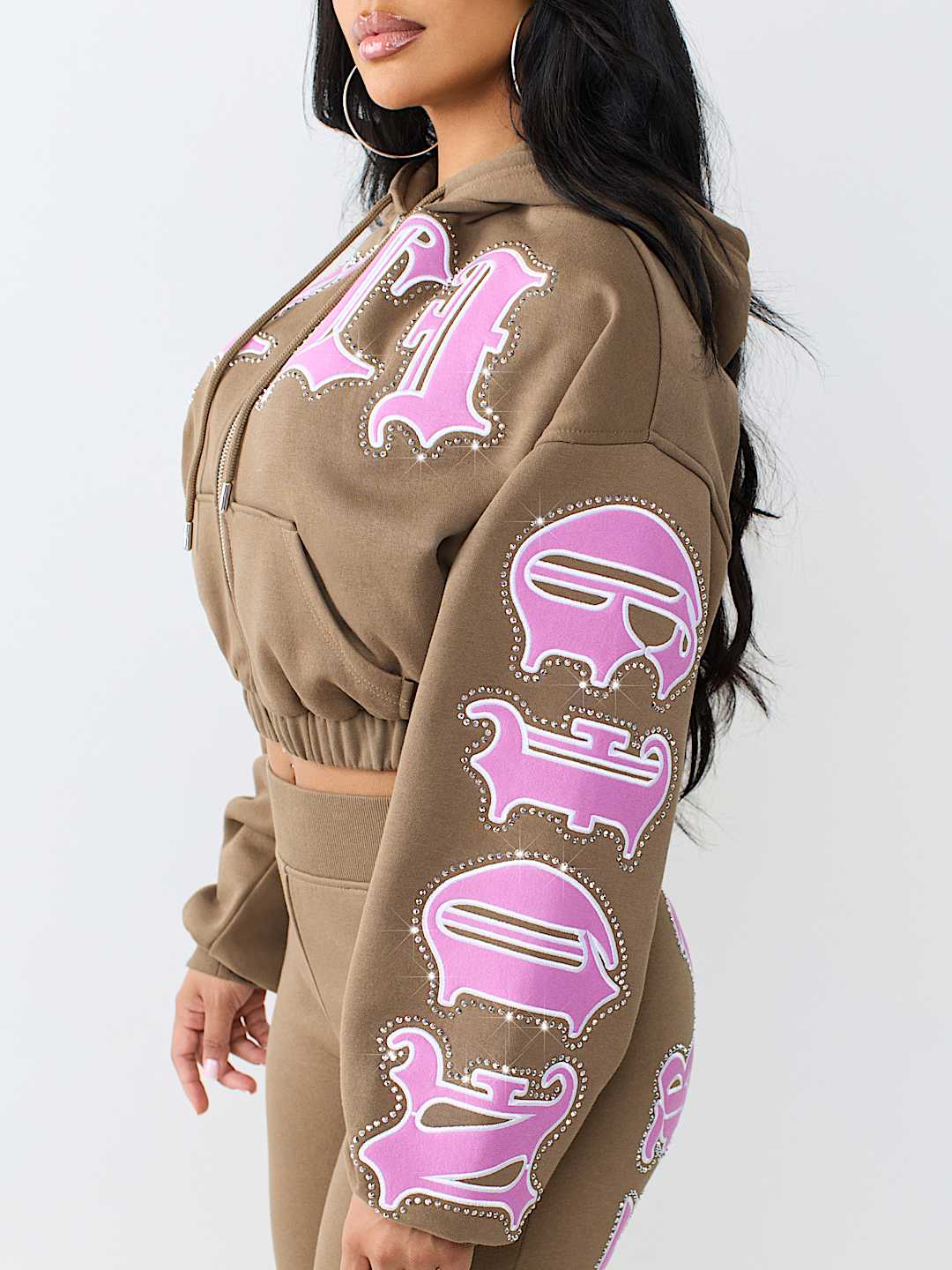 CRYSTAL RELAXED GIRLFRIEND ZIP HOODIE