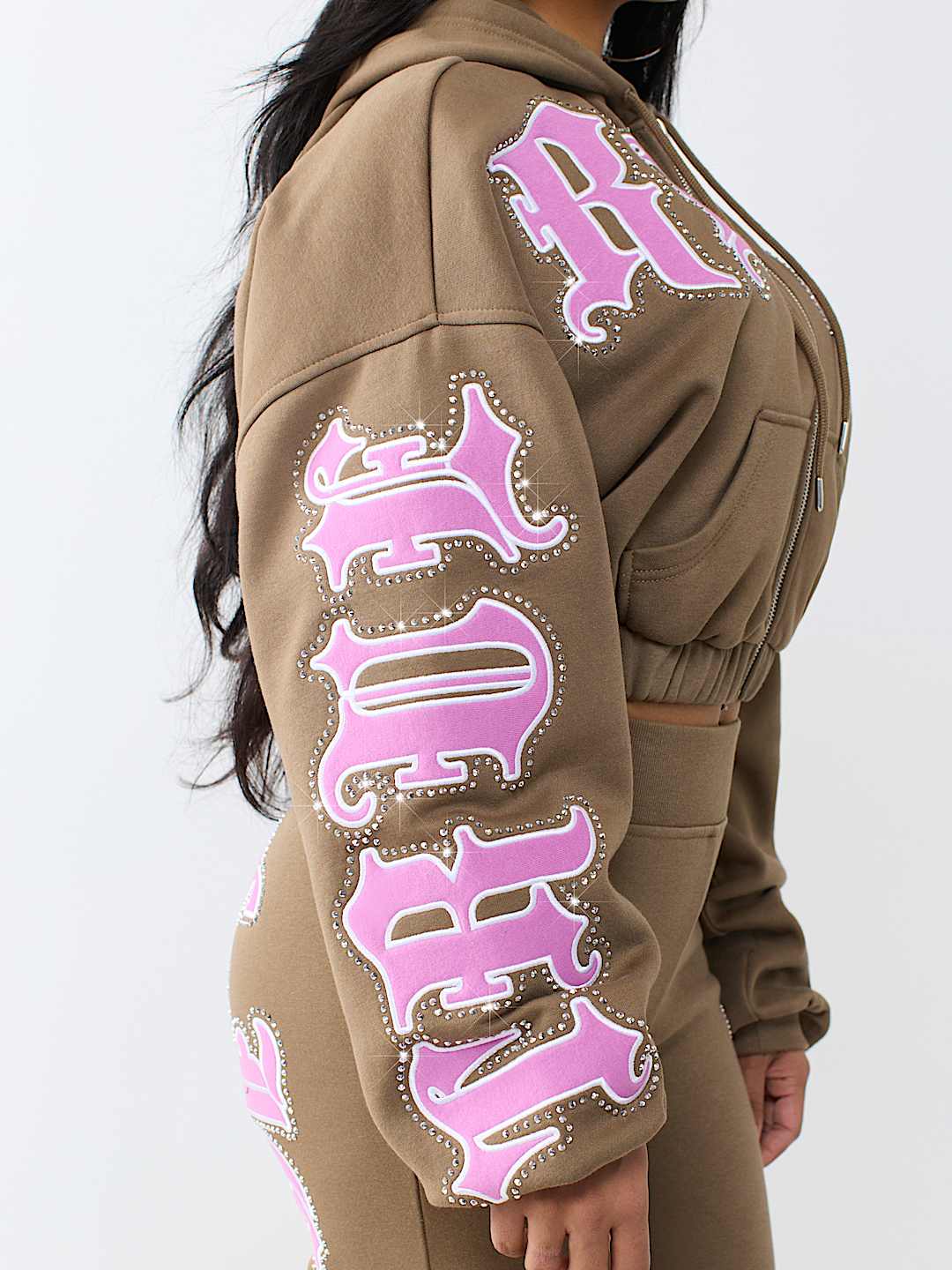 CRYSTAL RELAXED GIRLFRIEND ZIP HOODIE