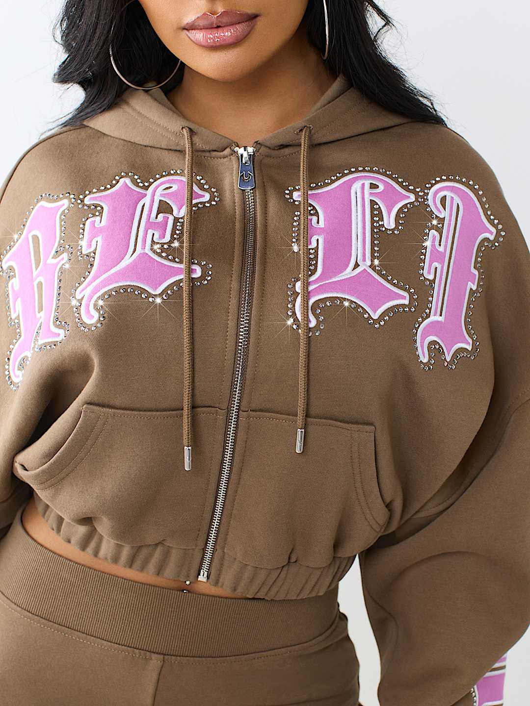 CRYSTAL RELAXED GIRLFRIEND ZIP HOODIE