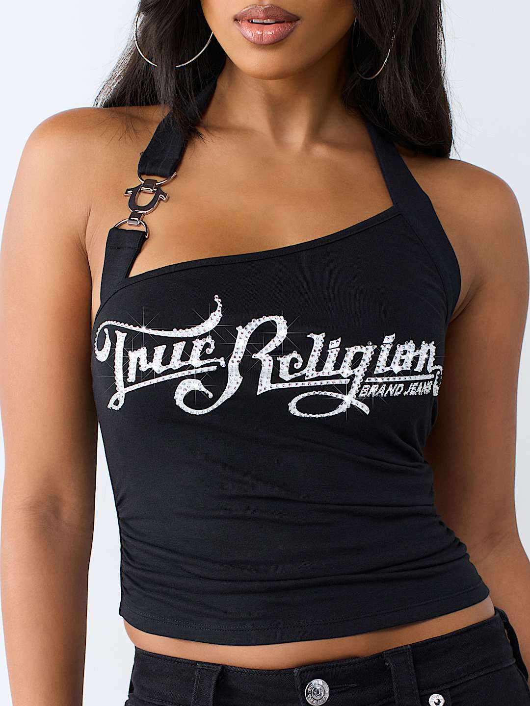CRYSTAL LOGO HALTER TOP