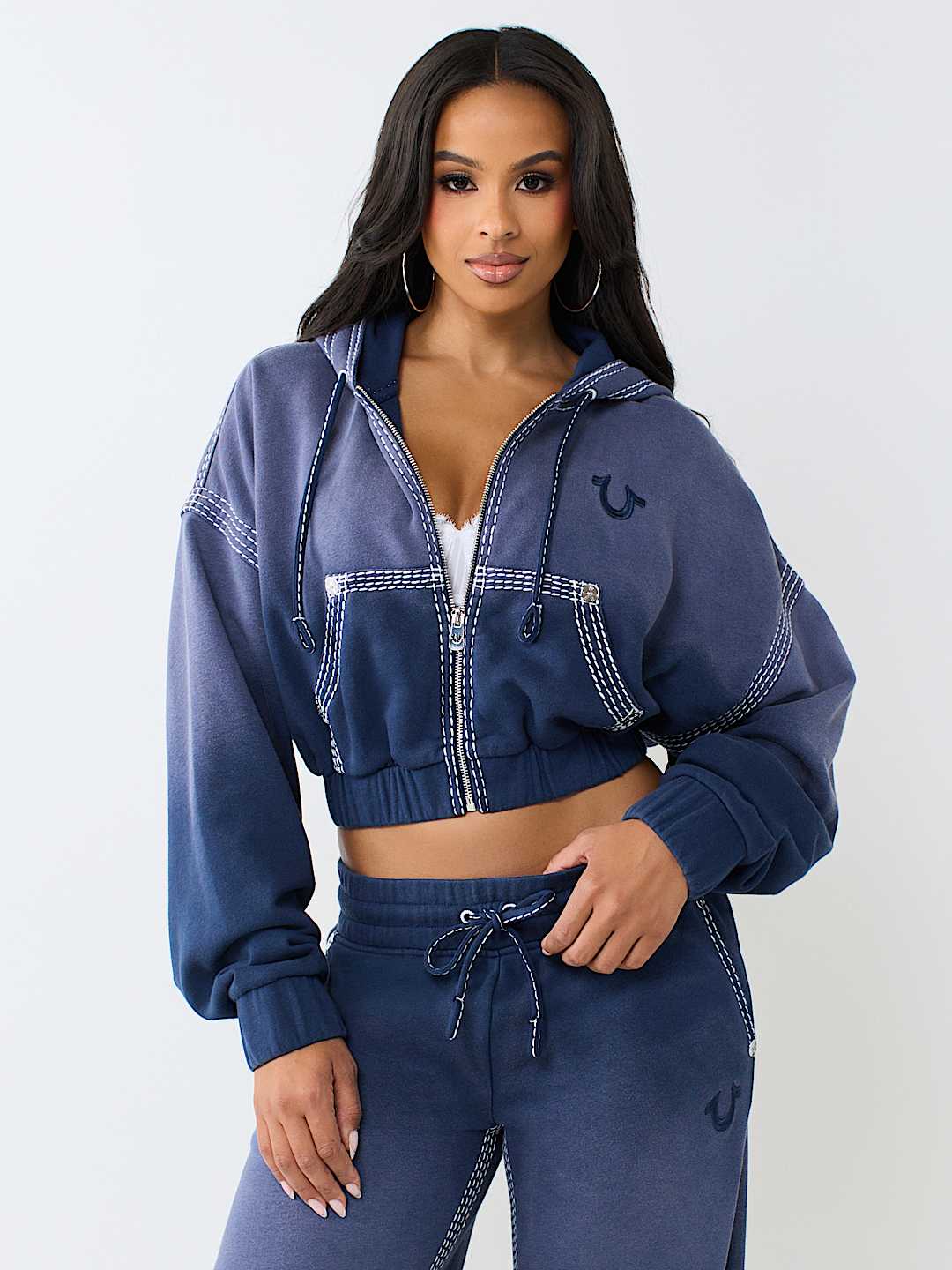 SUPER T WASHED RELAXED GIRLFRIEND ZIP HOODIE