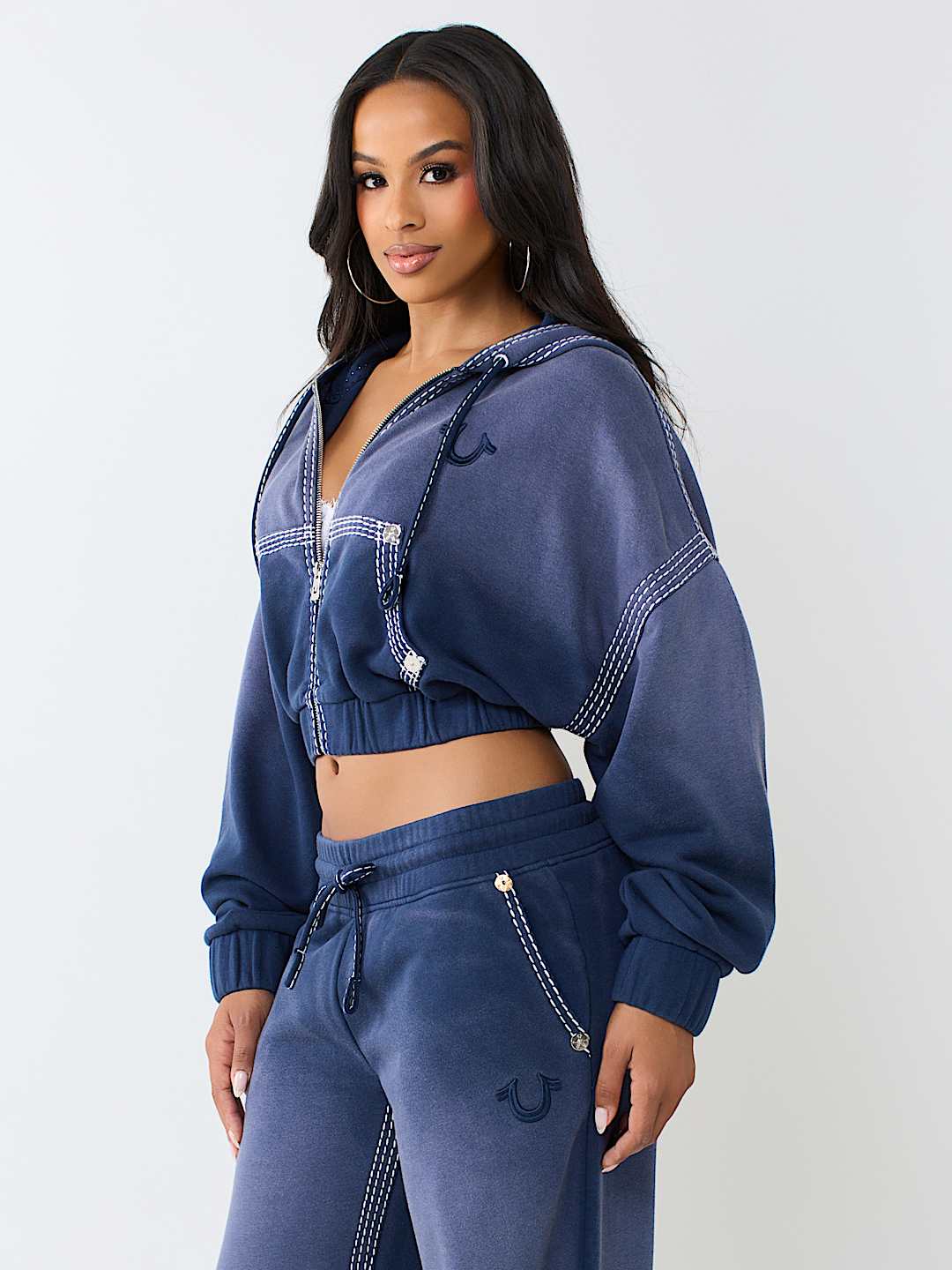 SUPER T WASHED RELAXED GIRLFRIEND ZIP HOODIE