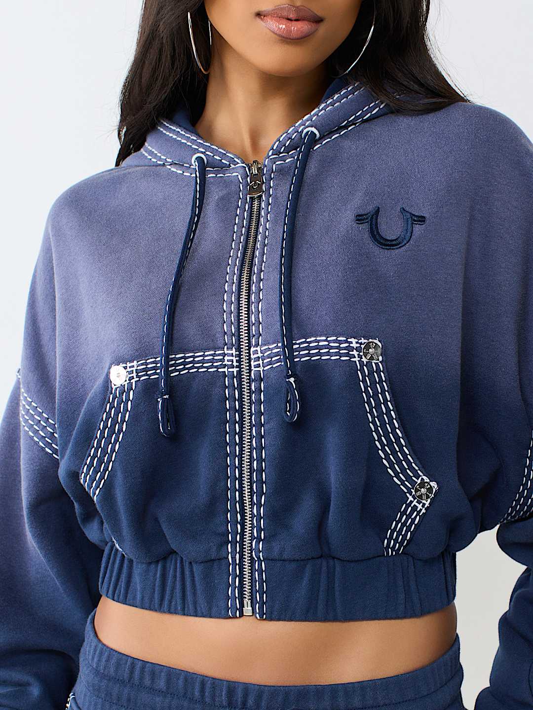 SUPER T WASHED RELAXED GIRLFRIEND ZIP HOODIE