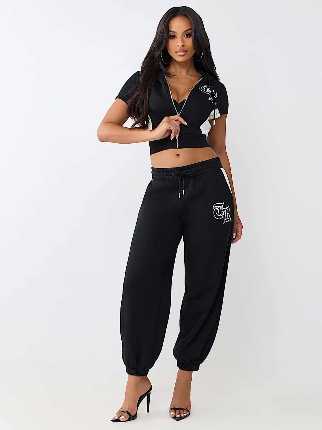 CONTRAST PANELED MID RISE BAGGY JOGGER