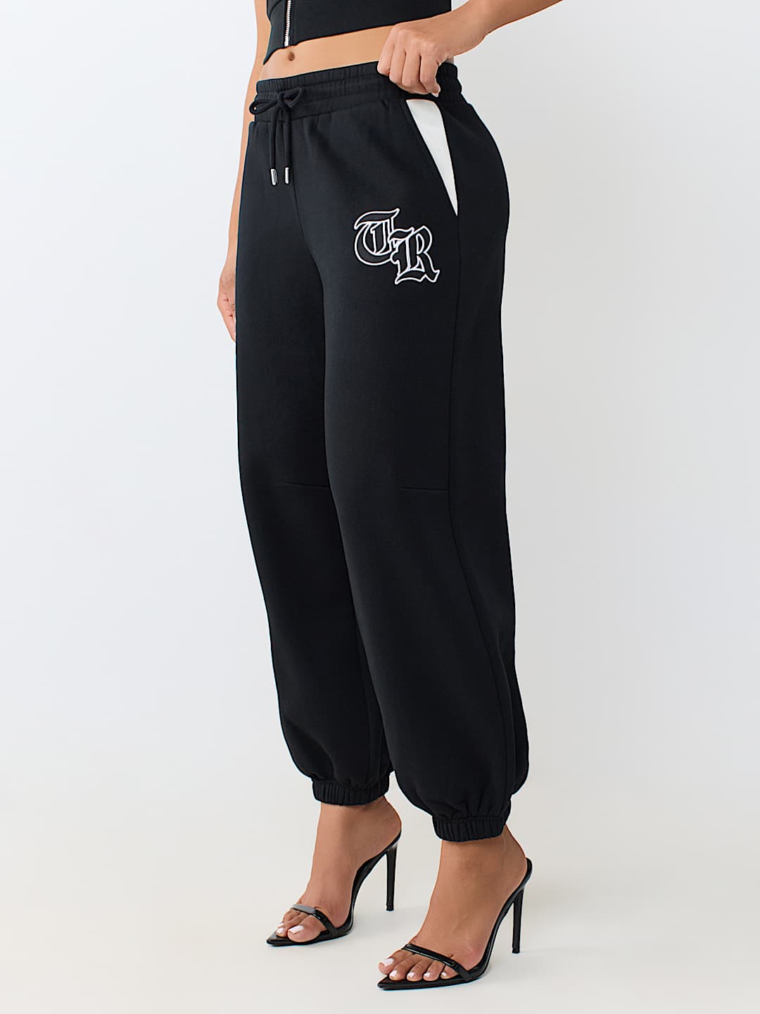 CONTRAST PANELED MID RISE BAGGY JOGGER