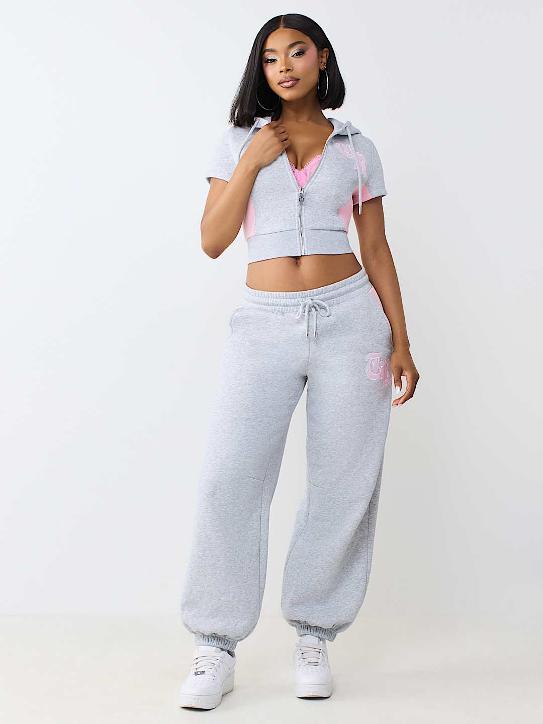 CONTRAST PANELED MID RISE BAGGY JOGGER