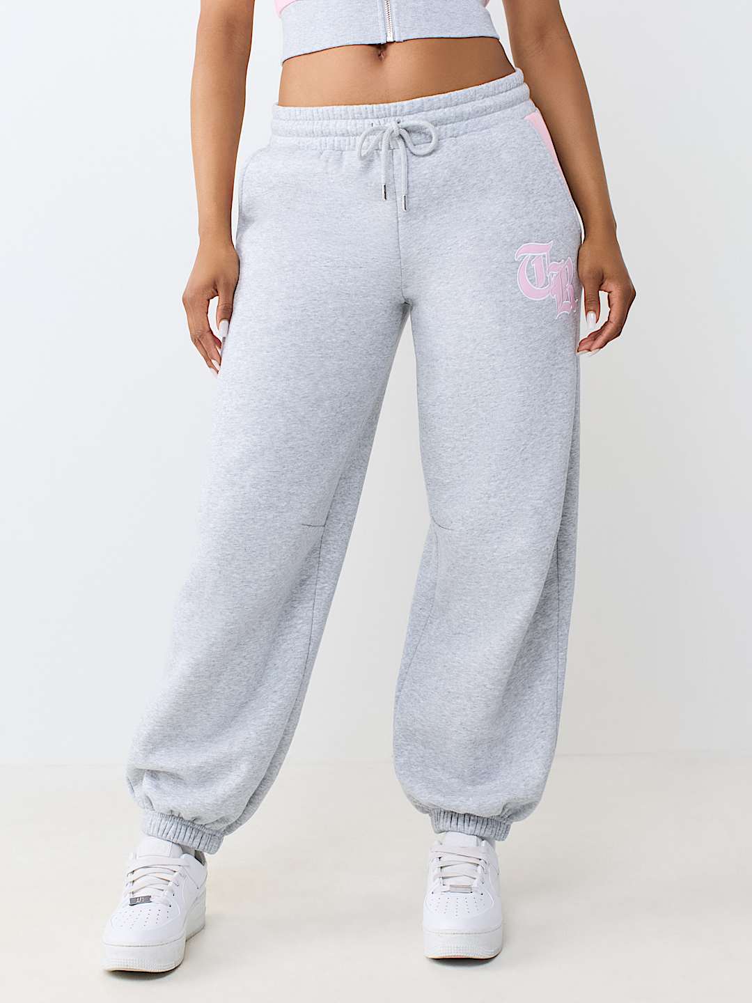 CONTRAST PANELED MID RISE BAGGY JOGGER