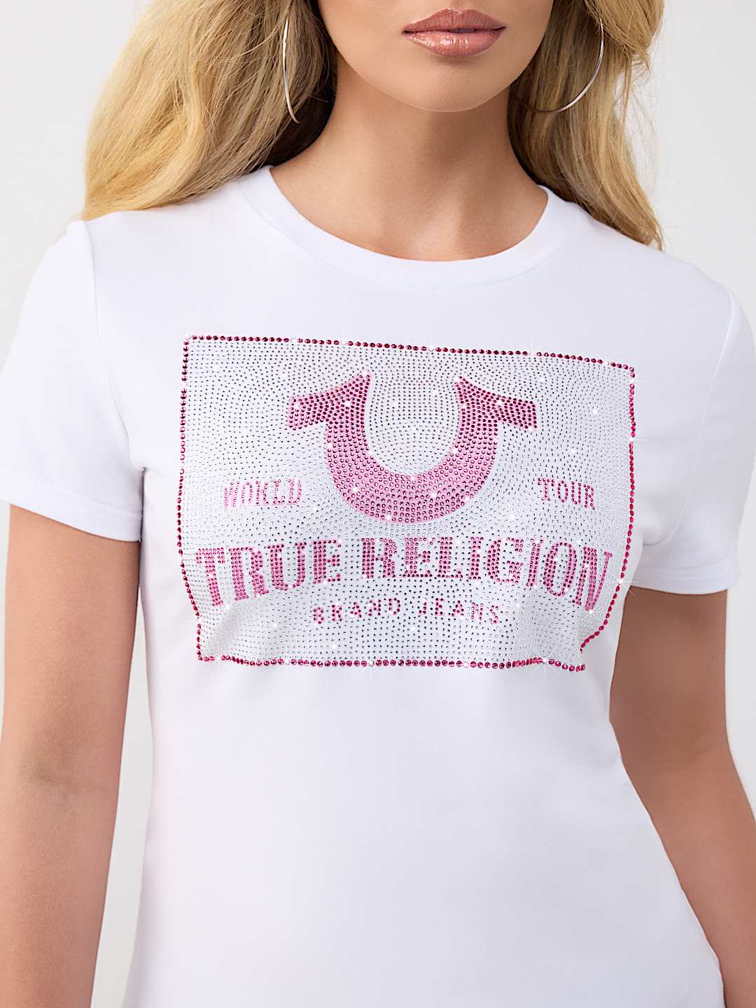 T-SHIRT &Agrave; COL RAS DU COU CLASSIQUE AVEC LOGO EN CRISTAUX, image 1