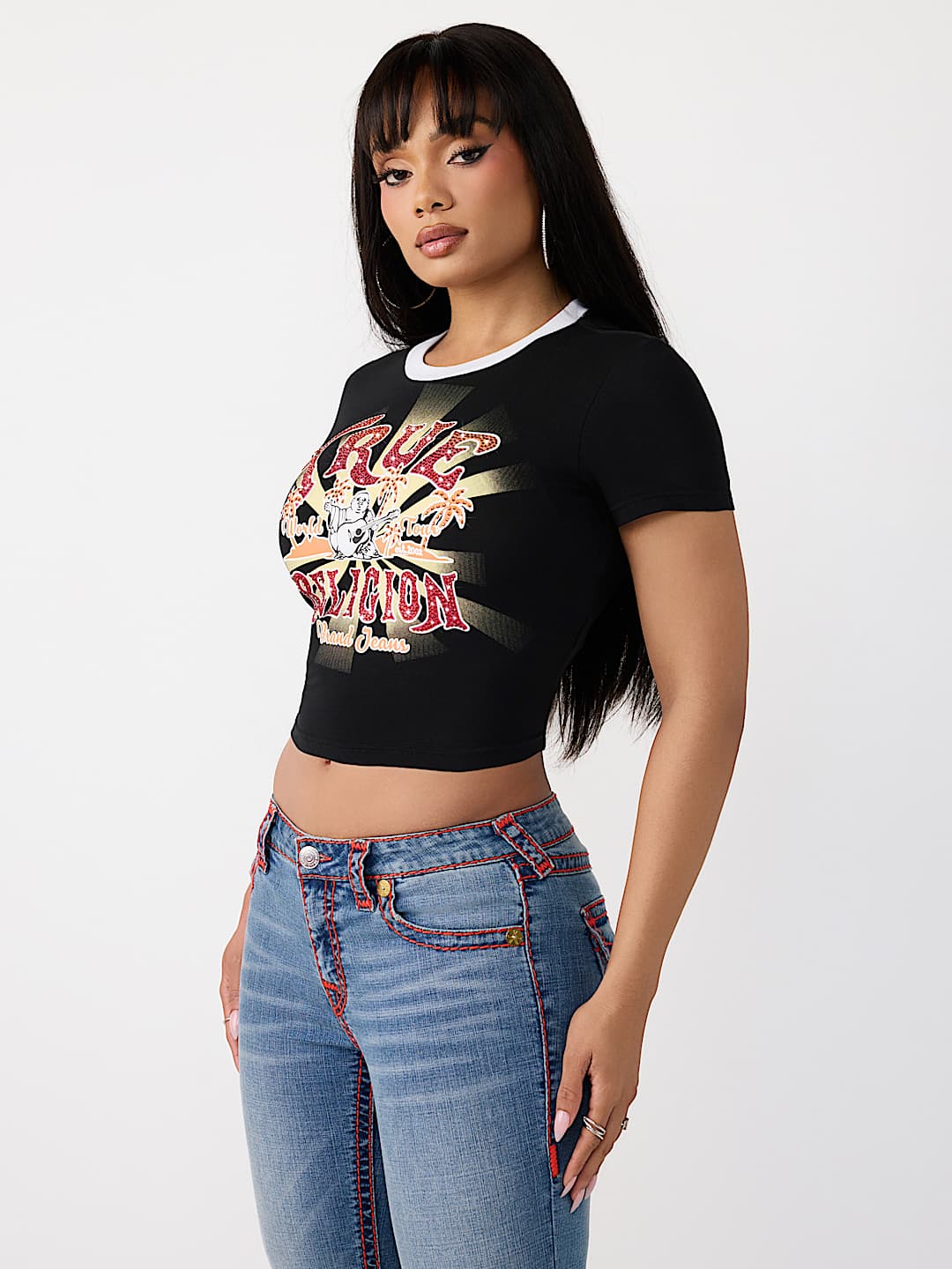 CAMISETA CORTA CL&Aacute;SICA CON CRISTALES, image 4