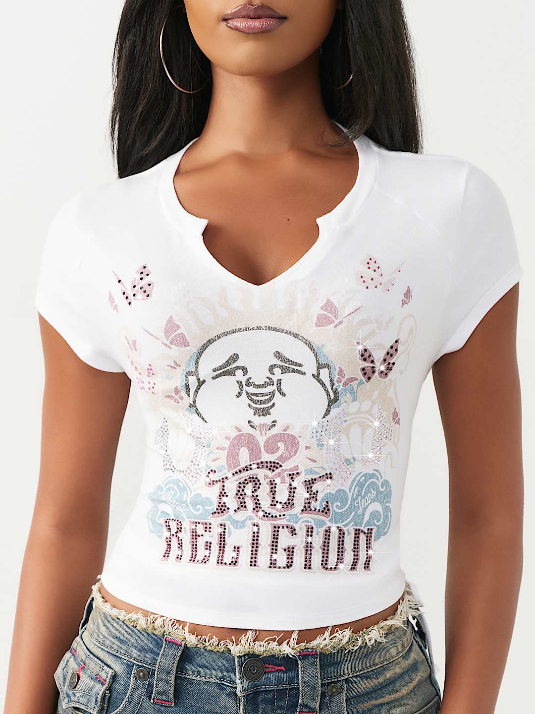 CAMISETA CON LATERAL FRUNCIDO Y MANGAS CASQUILLO RAGL&Aacute;N, image 1