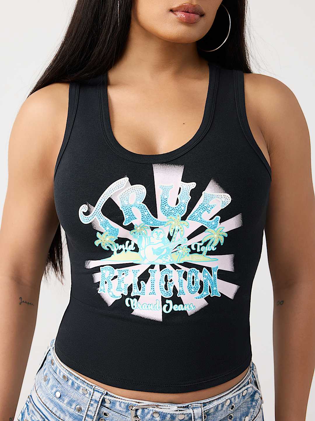 CAMISETA SIN MANGAS CON CUELLO HALTER WORLD TOUR, image 1