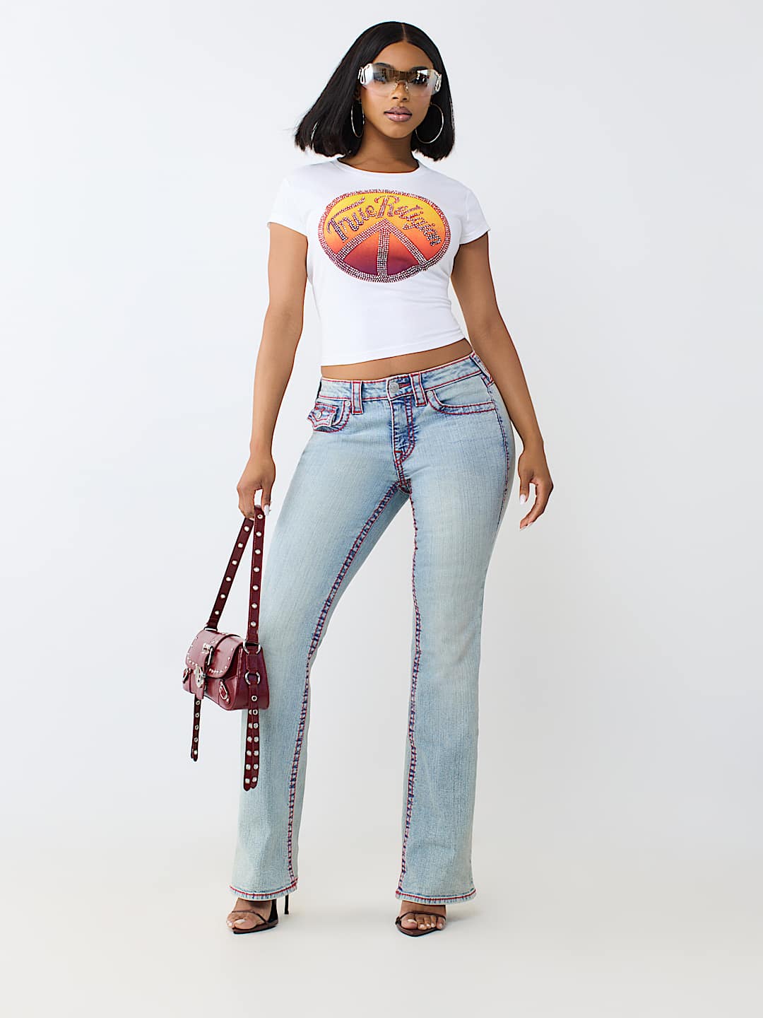CRYSTAL PEACE SIGN  BABY TEE