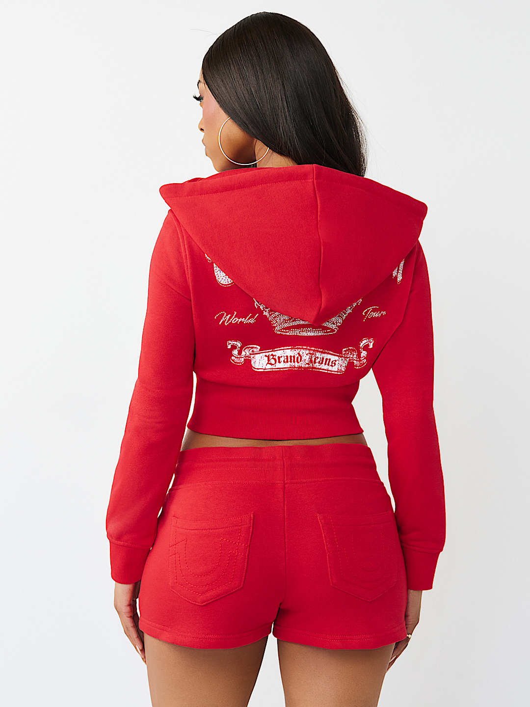 CRYSTAL LOW PLUNGE FRENCH TERRY ZIP HOODIE, image 5