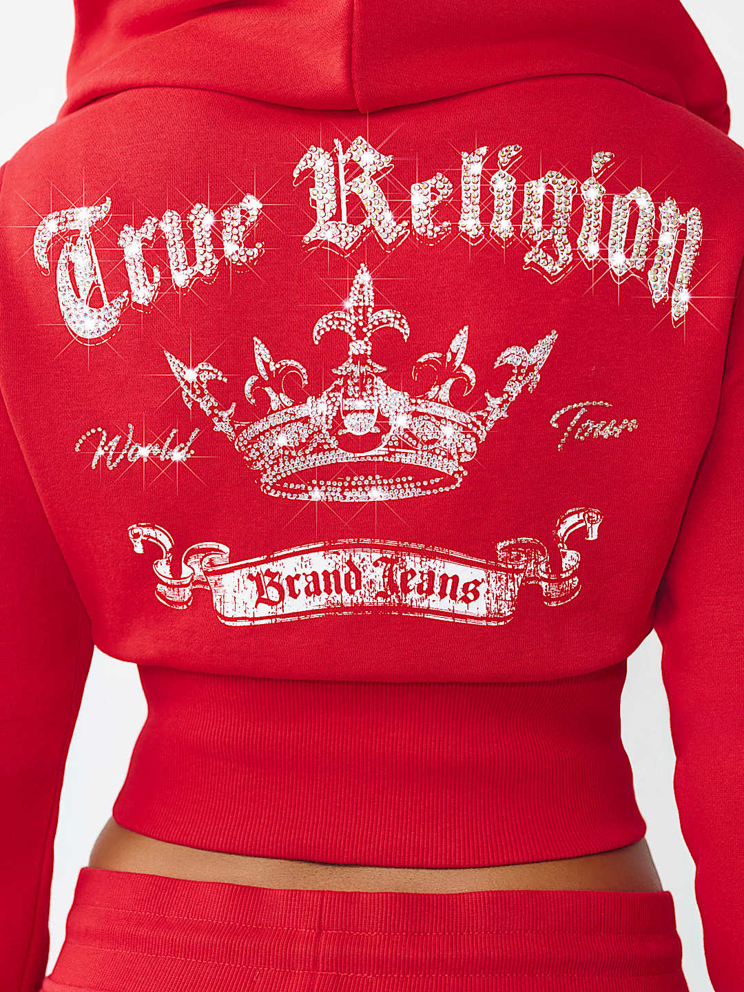 CRYSTAL LOW PLUNGE FRENCH TERRY ZIP HOODIE, image 1