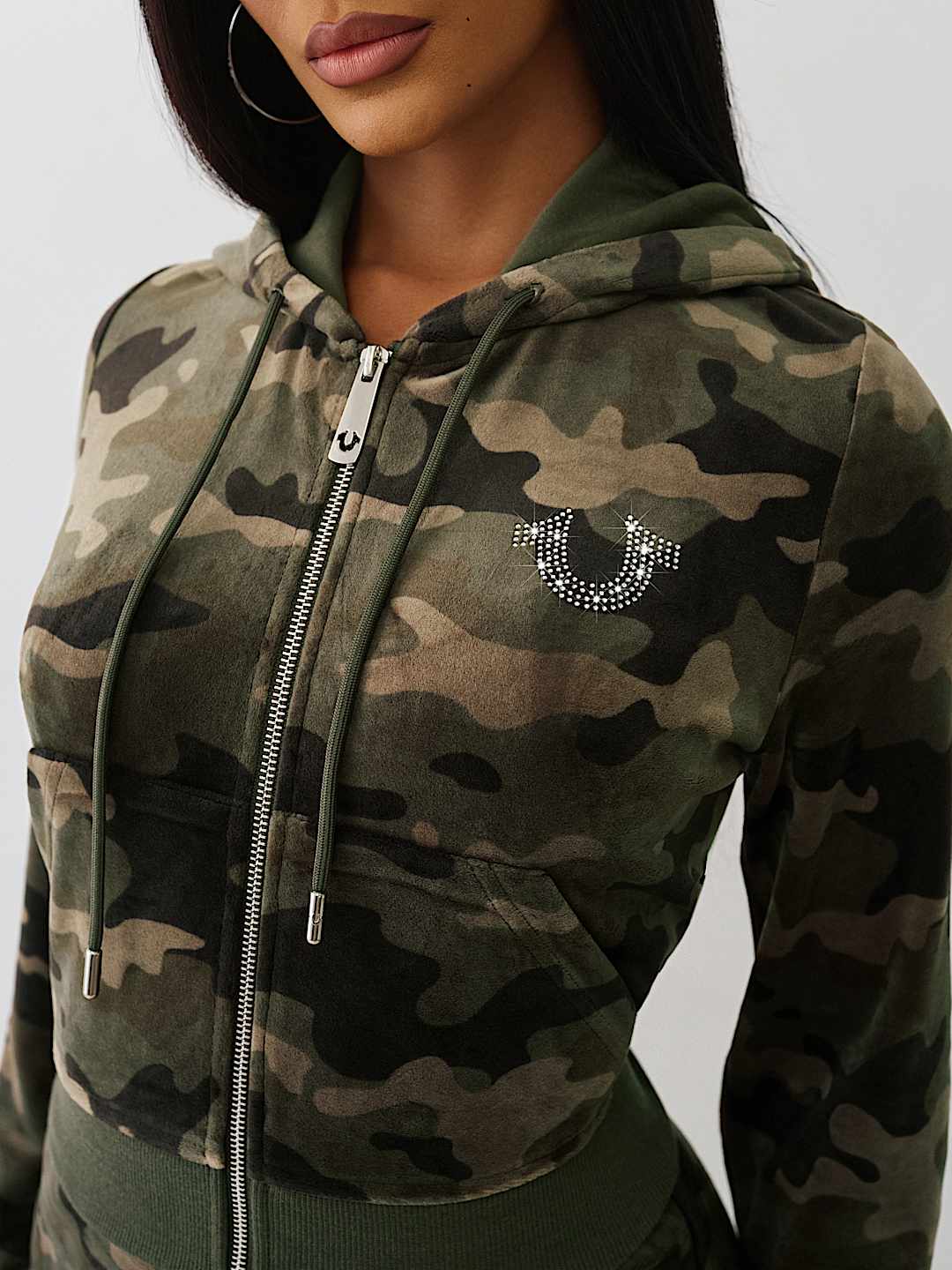 CAMO VELOUR SHRUNKEN ZIP HOODIE, image 8