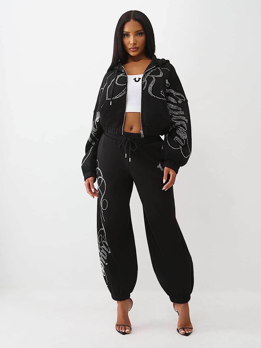 PANTALONES JOGGER HOLGADOS CON CRISTALES, image 2