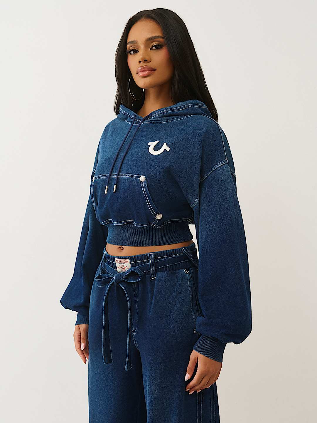 WASHED INDIGO PULLOVER HOODIE, image 4