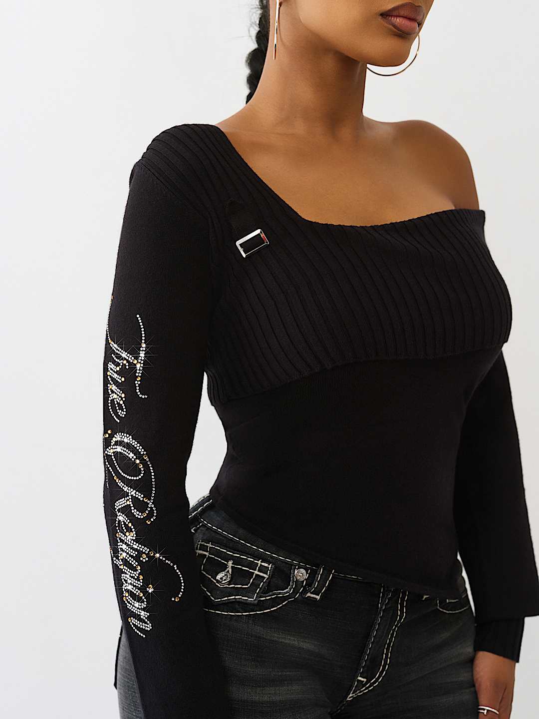 ASYMMETRICAL OFF-THE-SHOULDER SWEATER, image 2