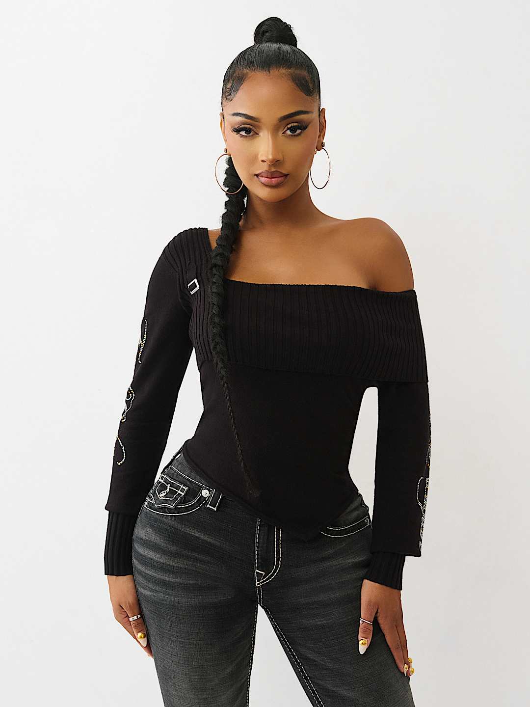 ASYMMETRICAL OFF-THE-SHOULDER SWEATER, image 4