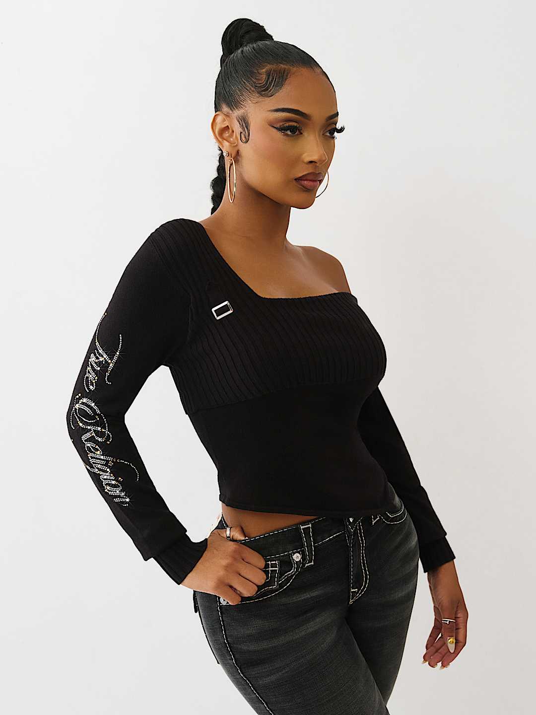 ASYMMETRICAL OFF-THE-SHOULDER SWEATER, image 1