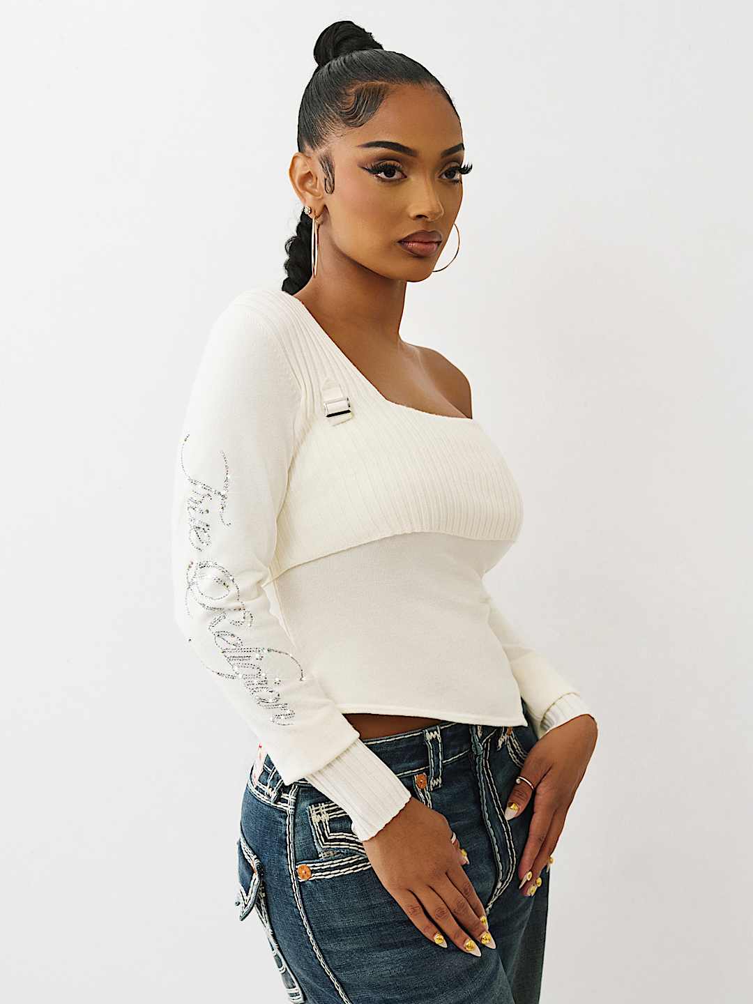 ASYMMETRICAL OFF-THE-SHOULDER SWEATER, image 2