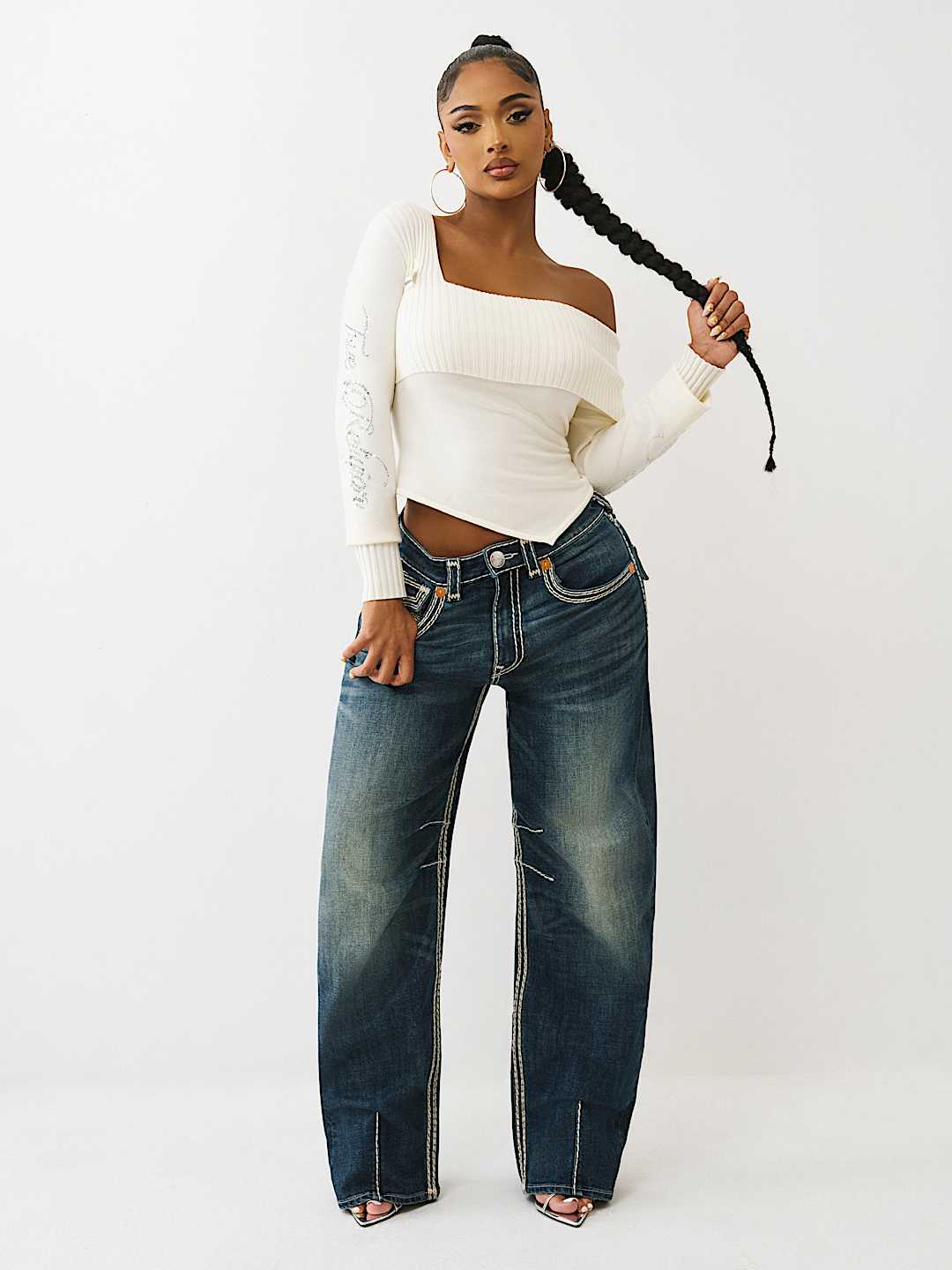 ASYMMETRICAL OFF-THE-SHOULDER SWEATER, image 3