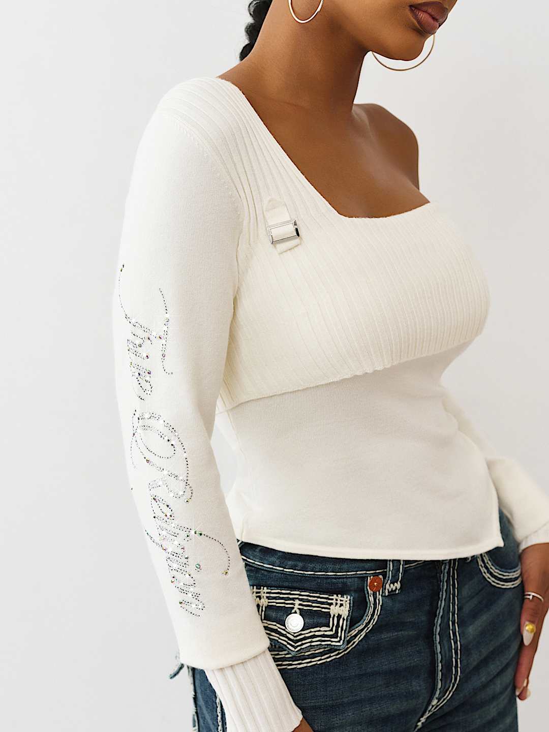 ASYMMETRICAL OFF-THE-SHOULDER SWEATER, image 4