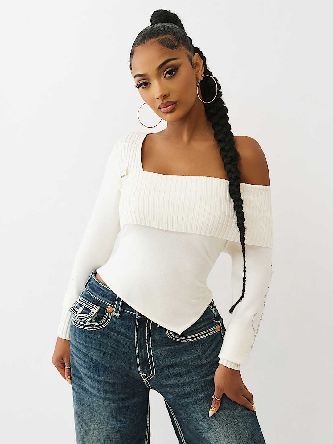 ASYMMETRICAL OFF-THE-SHOULDER SWEATER, image 1