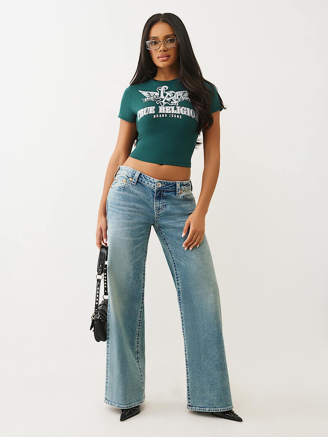 CRYSTAL WINGED LOGO BABY TEE, image 3