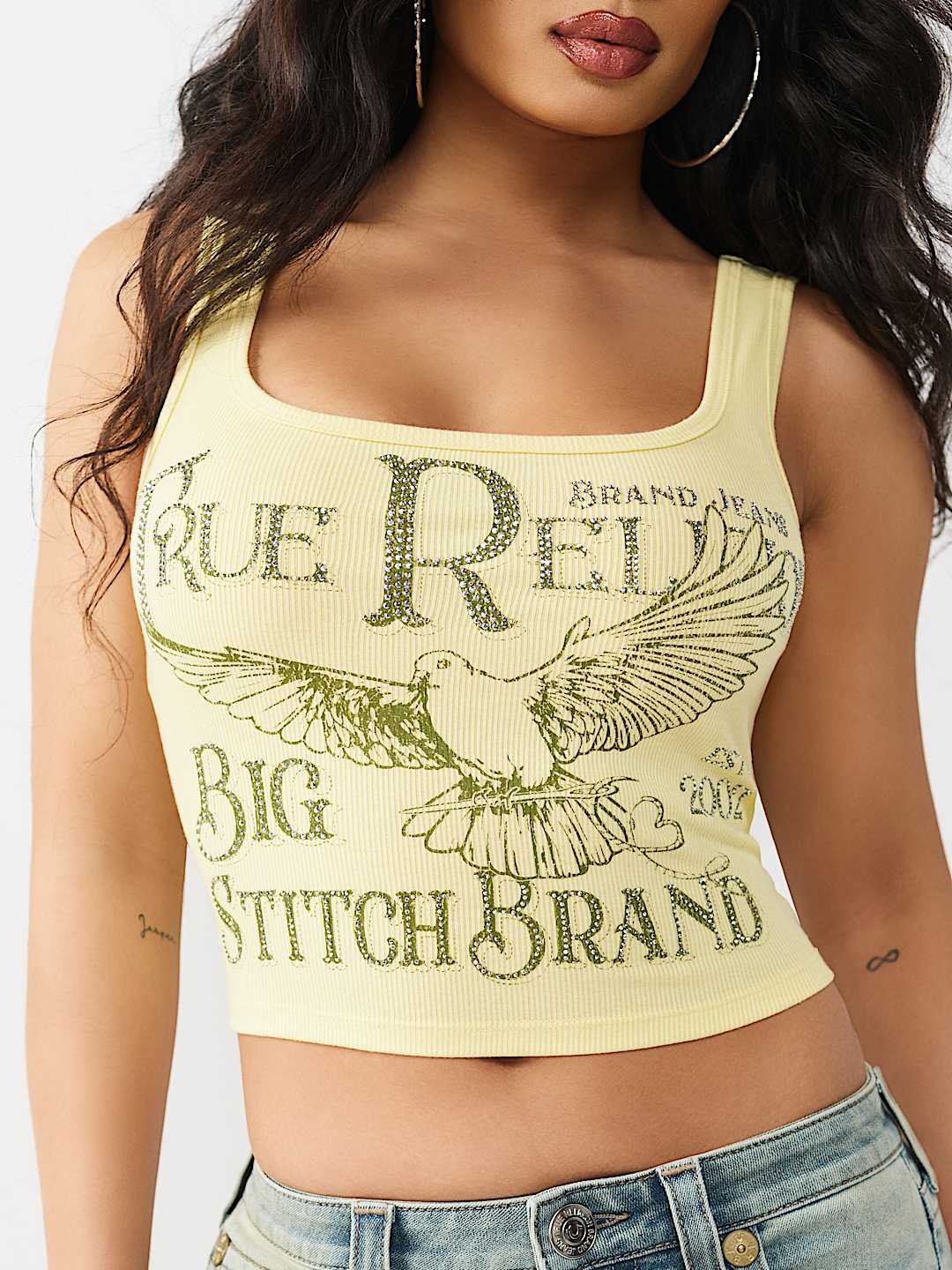 PRINTED RIBBED TANK TOP, image 1