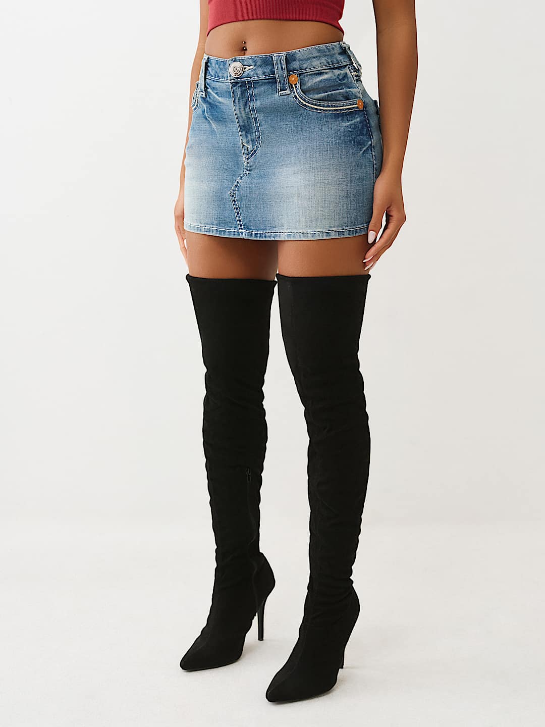 SADIE ROPE STITCH DENIM SKIRT - Medium Wash | True Religion