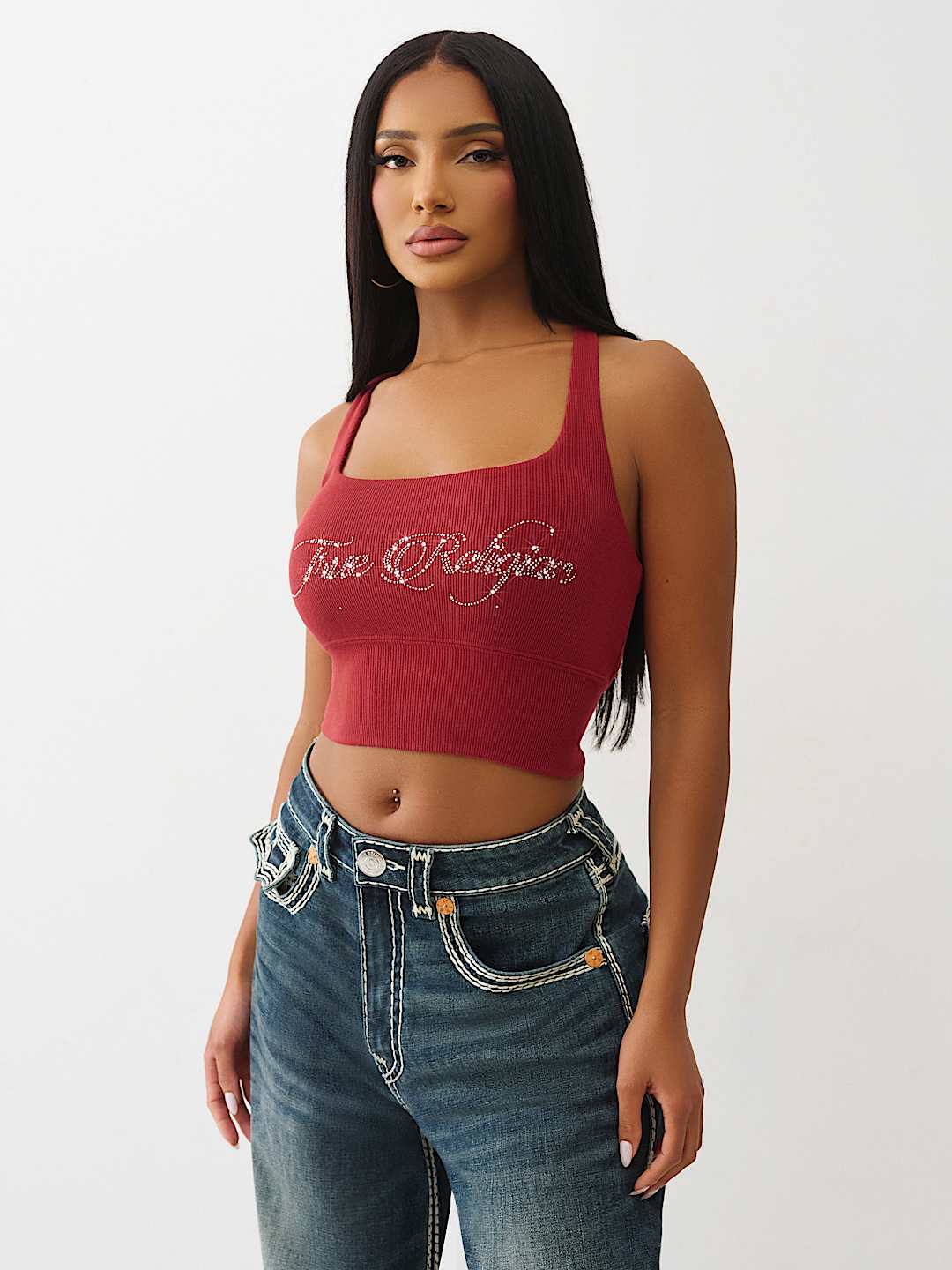 CROPPED STRAPPY RIBBED TANK, image 5