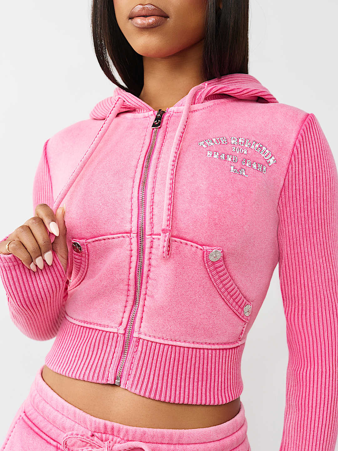 SUDADERA CORTA CON CAPUCHA Y CIERRE ACANALADA BIG&nbsp;T, image 5