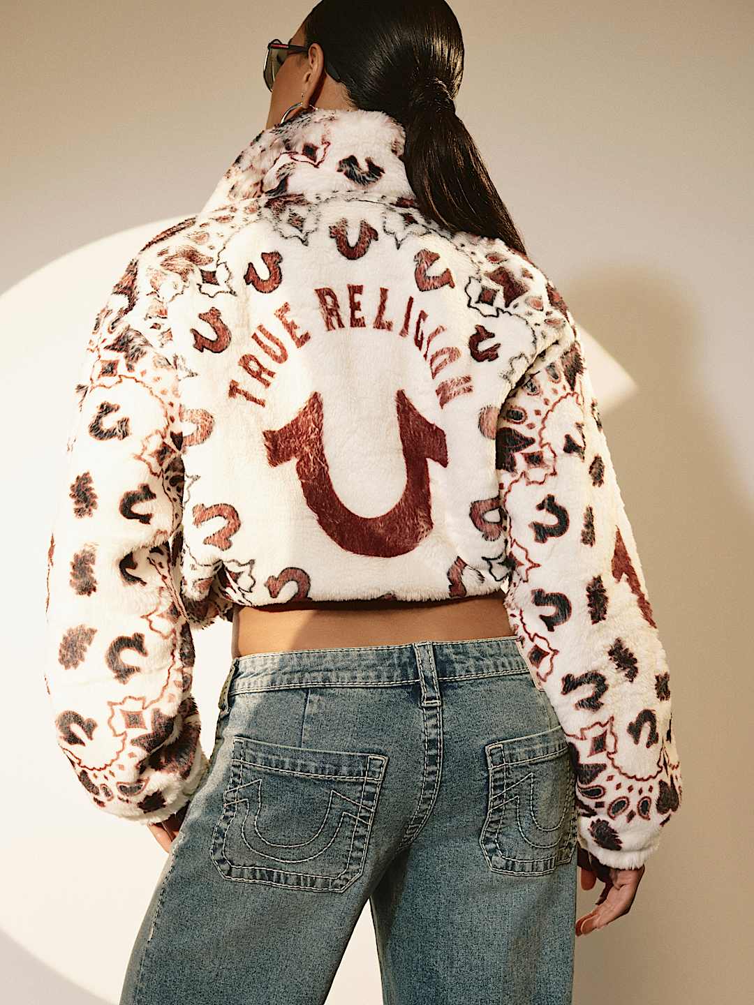 BANDANA PRINT FAUX FUR  JACKET, image 2