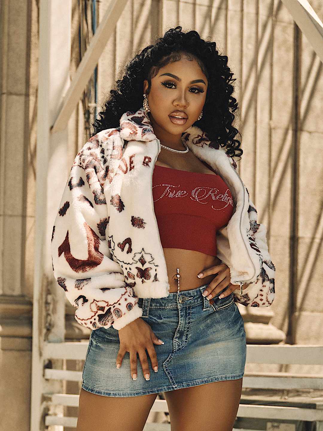 BANDANA PRINT FAUX FUR  JACKET, image 3