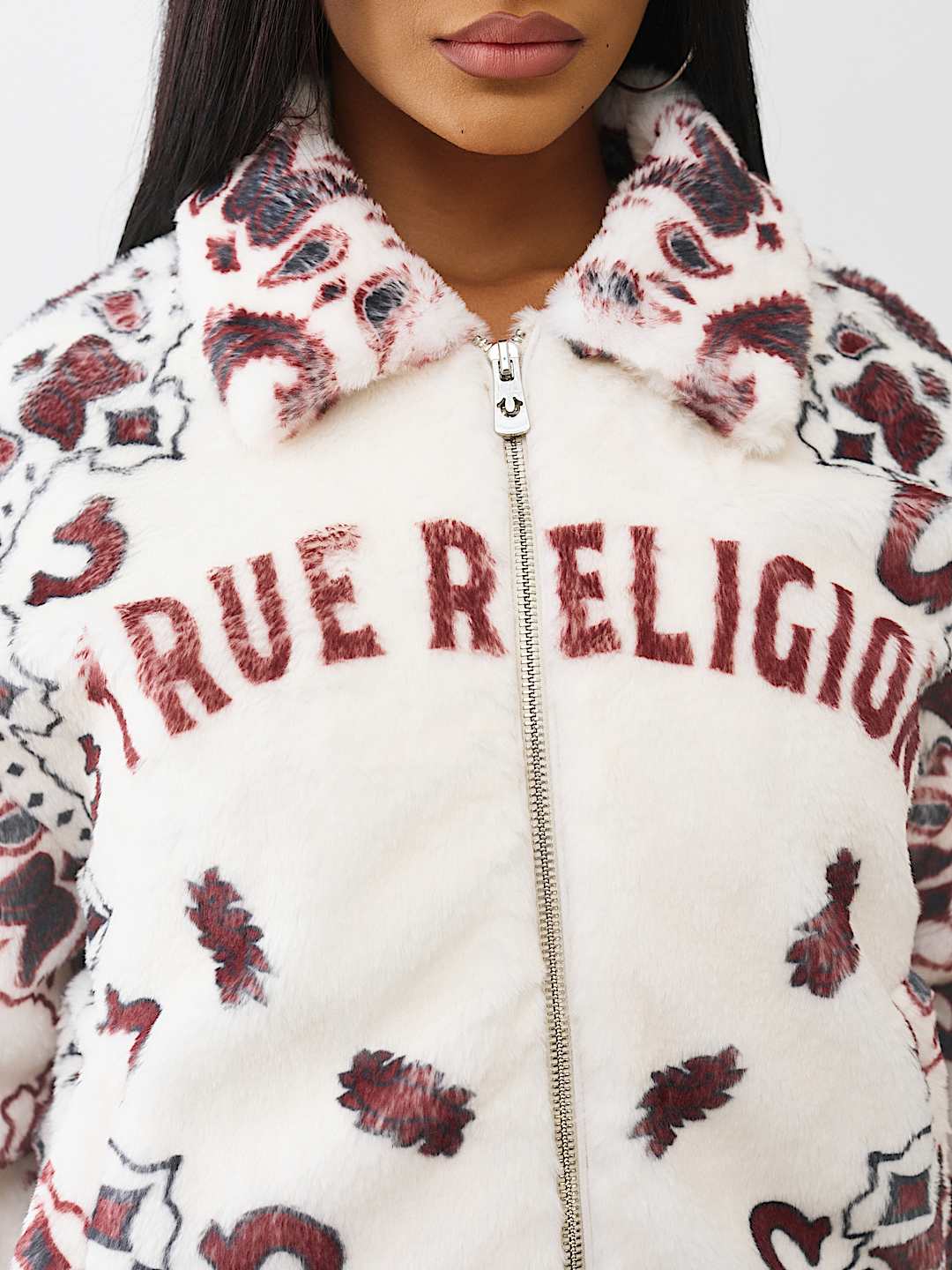 BANDANA PRINT FAUX FUR  JACKET, image 9