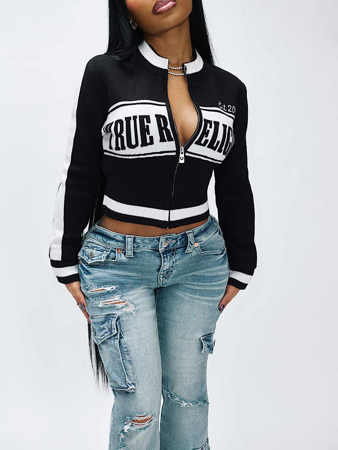 JACQUARD SHRUNKEN TRACK JACKET, image 1