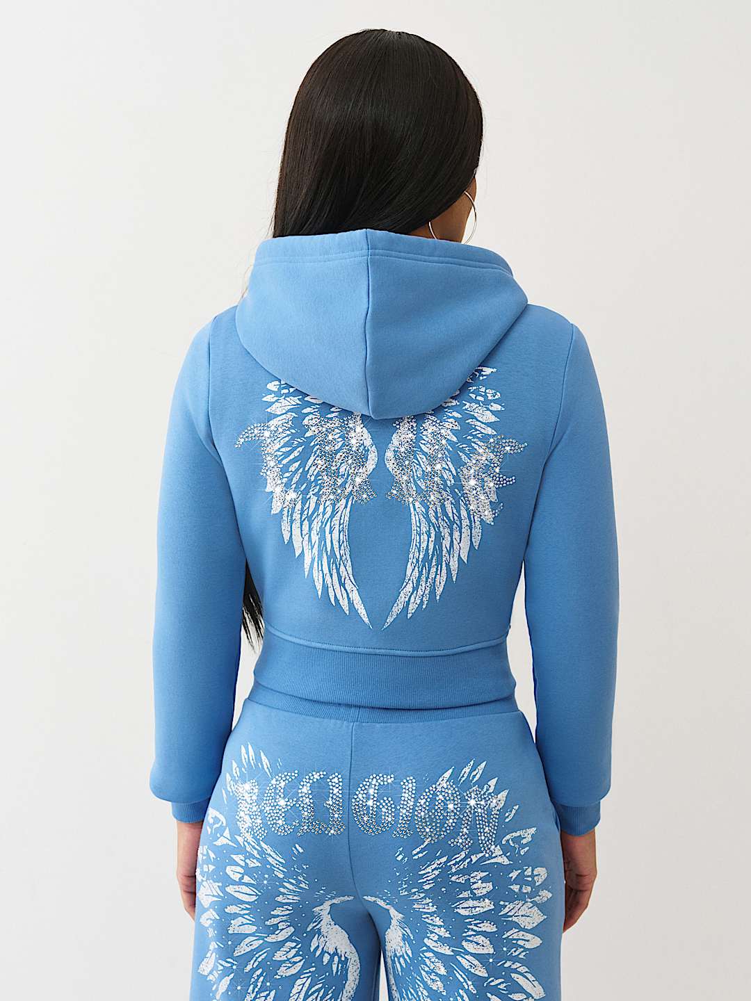 CRYSTAL WING SHRUNKEN ZIP HOODIE | True Religion