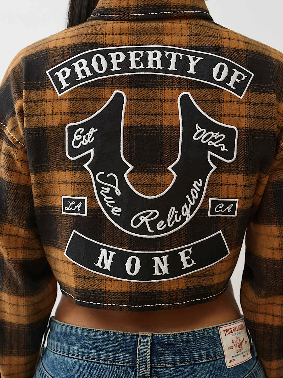 BIG T CROPPED FLANNEL SHACKET - BLACK | True Religion