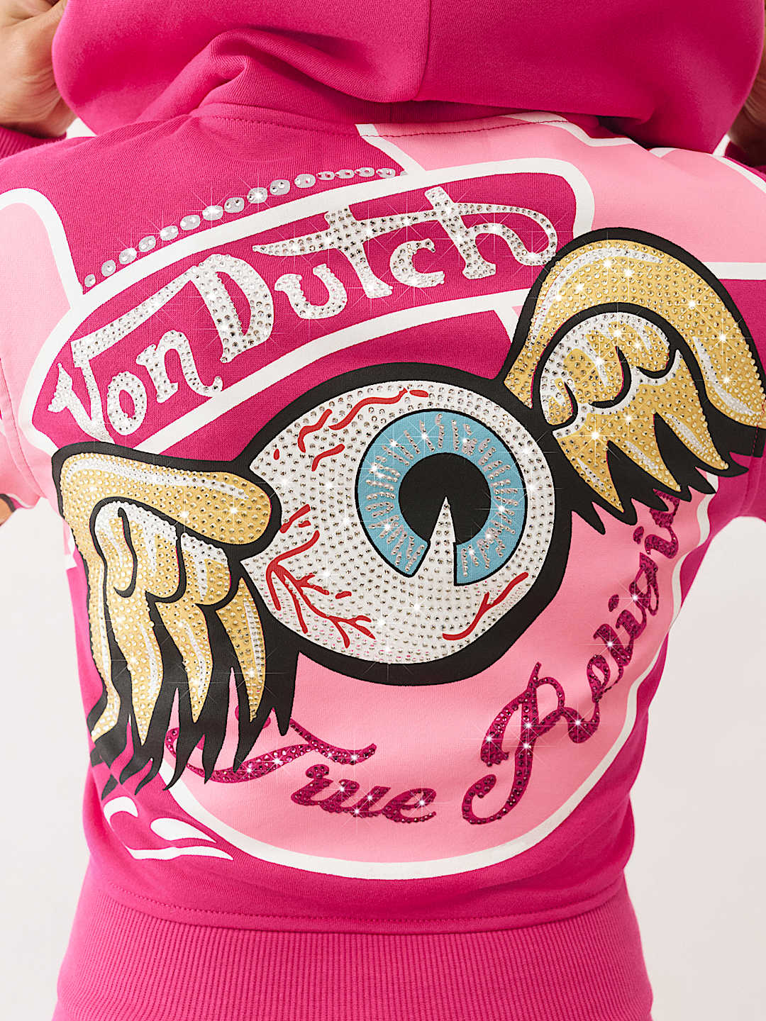 TRUE RELIGION X VON DUTCH CRYSTAL SHRUNKEN ZIP HOODIE, image 3