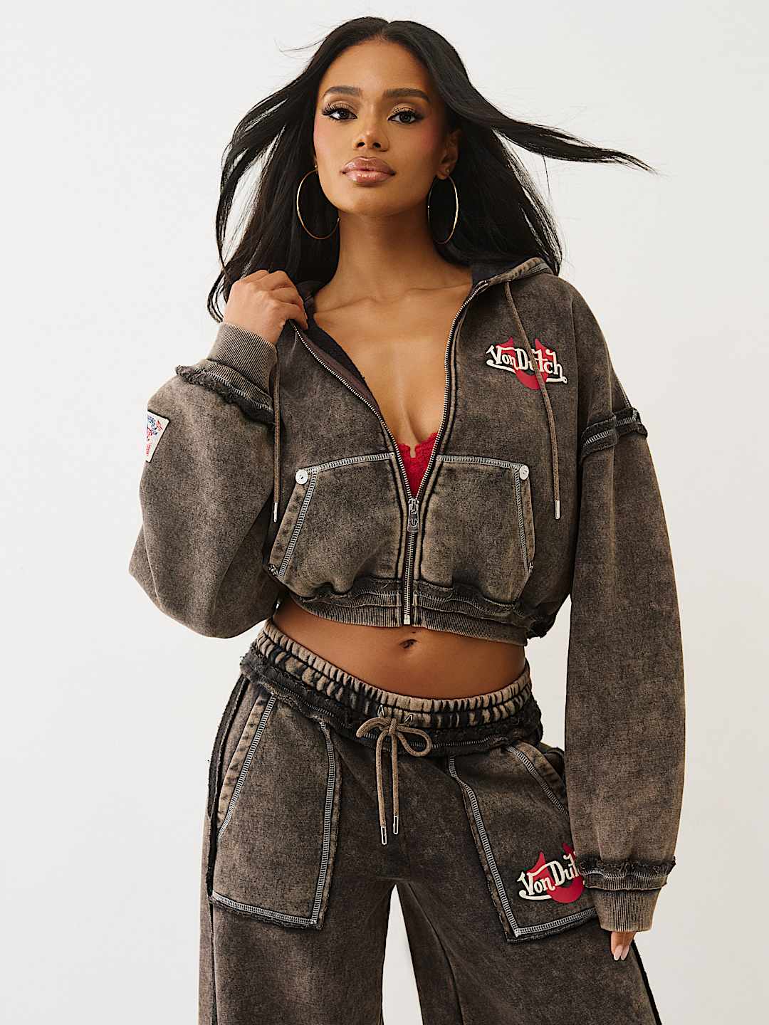 TRUE RELIGION X VON DUTCH WASHED GIRLFRIEND ZIP HOODIE