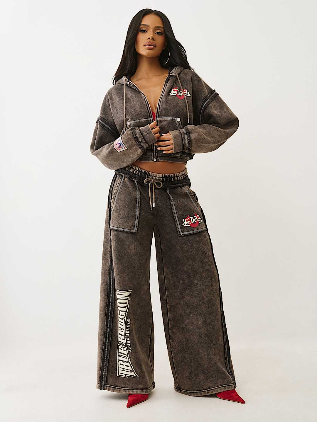 TRUE RELIGION X VON DUTCH WASHED GIRLFRIEND ZIP HOODIE