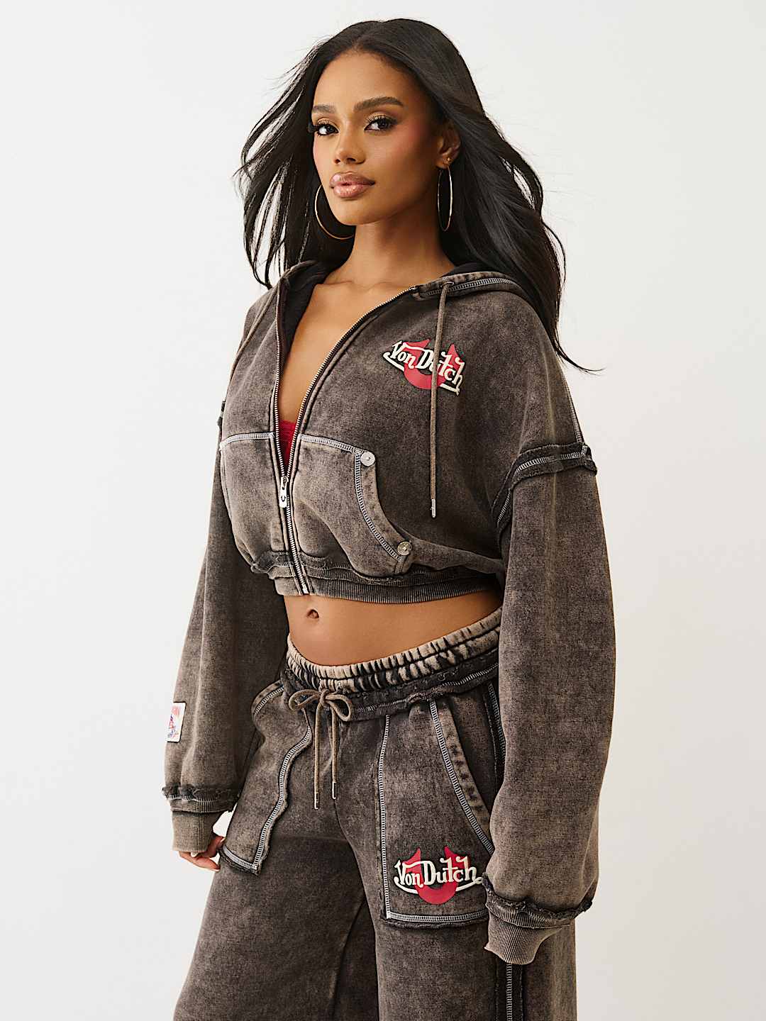 TRUE RELIGION X VON DUTCH WASHED GIRLFRIEND ZIP HOODIE
