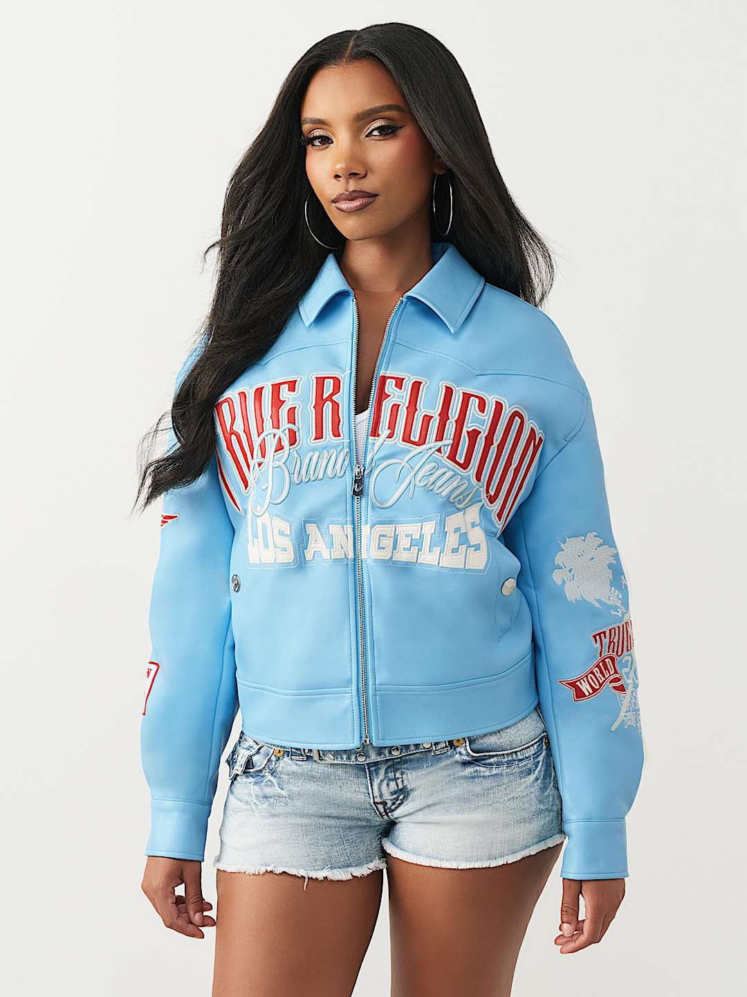CHAQUETA UNIVERSITARIA DE CUERO SINT&Eacute;TICO CON MARCA, image 4