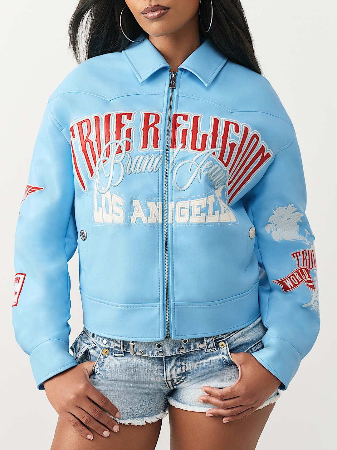 CHAQUETA UNIVERSITARIA DE CUERO SINT&Eacute;TICO CON MARCA, image 5