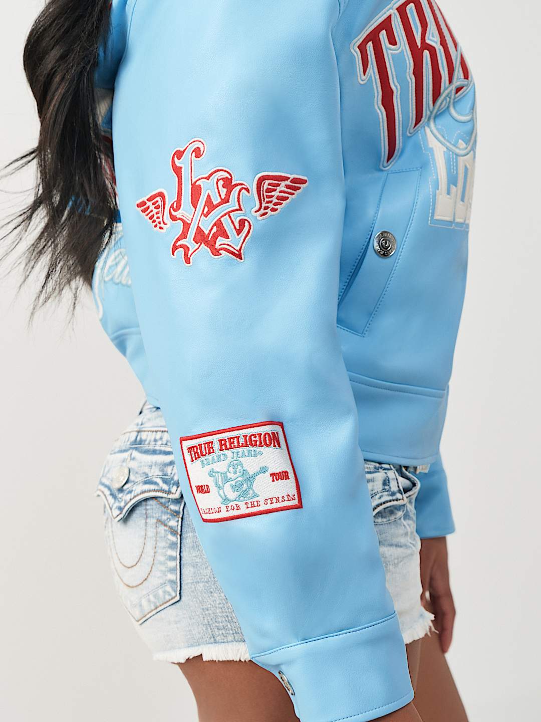 CHAQUETA UNIVERSITARIA DE CUERO SINT&Eacute;TICO CON MARCA, image 6