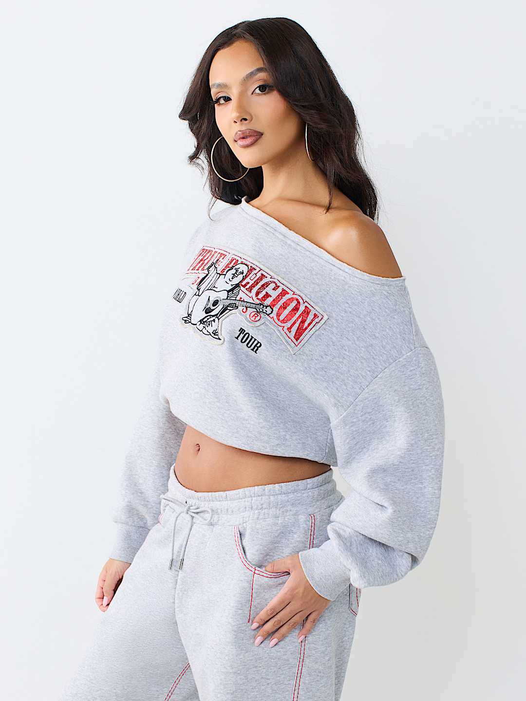 APPLIQU&Eacute; BUDDHA OFF-SHOULDER TOP